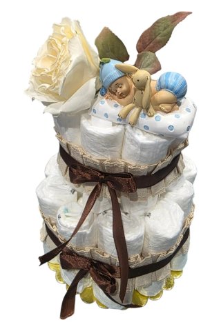 Tarta pañales 2 pisos bebé y flor