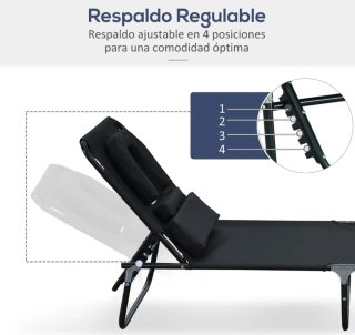 Tumbona plegable con respaldo ajustable