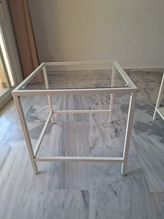 Mesa de centro cristal y metal