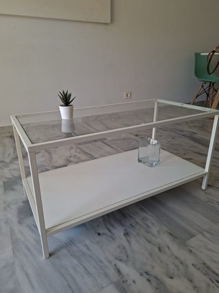 Mesa de centro cristal y metal