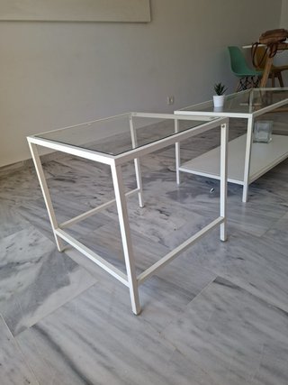 Mesa de centro cristal y metal
