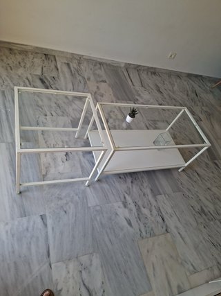 Mesa de centro cristal y metal