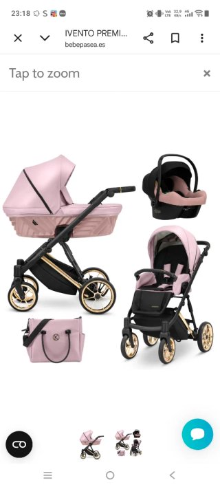 Carro de bebé rosa y negro