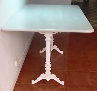 Mesa bistró vintage de mármol blanco