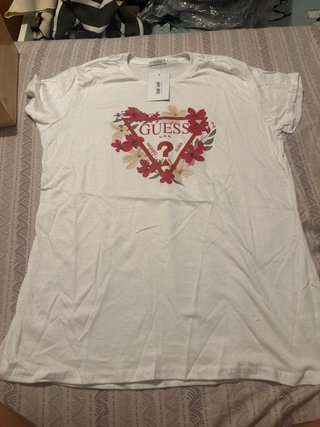 Camiseta Mujer Blanca Estampada Flores