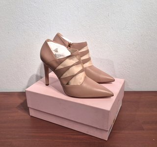 Stivaletti con tacco, pelle, rosa cipria, n.40,5