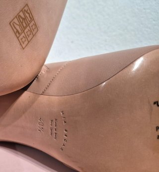 Stivaletti con tacco, pelle, rosa cipria, n.40,5