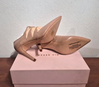 Stivaletti con tacco, pelle, rosa cipria, n.40,5