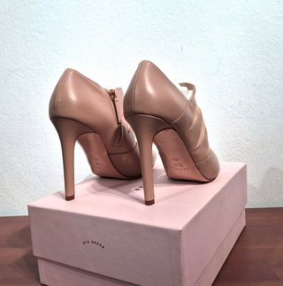 Stivaletti con tacco, pelle, rosa cipria, n.40,5