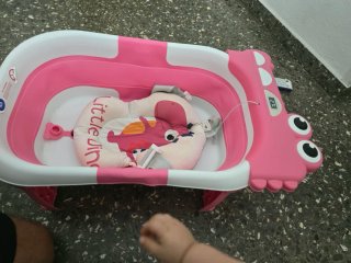 Bañera bebé rosa con termómetro