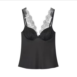 Top lencero satén y encaje ZARA
