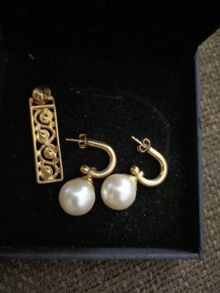 Conjunto Pendiente y Aros Perla