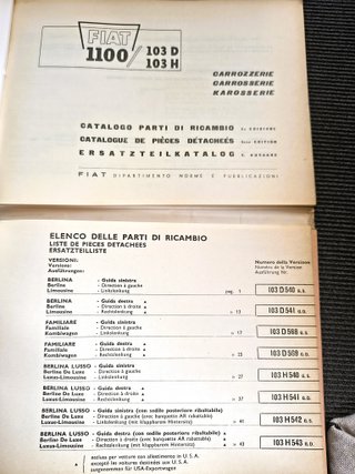 Fiat 1100 - Catálogo de Piezas - Original