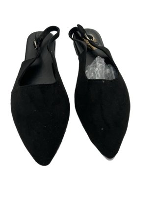 Zapatos Negros Slingback Puntiagudos