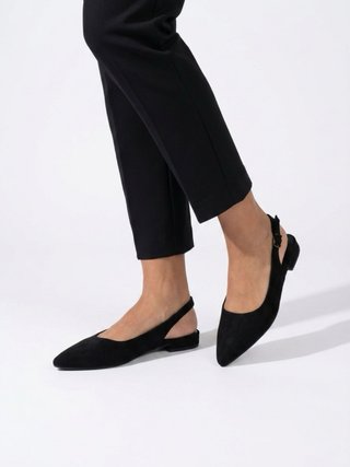 Zapatos Negros Slingback Puntiagudos