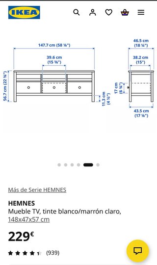 Mueble TV Ikea Pino Blanco
