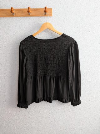 Blusa Negra Fluida Pájaro Loco Talla Única