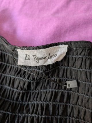 Blusa Negra Fluida Pájaro Loco Talla Única