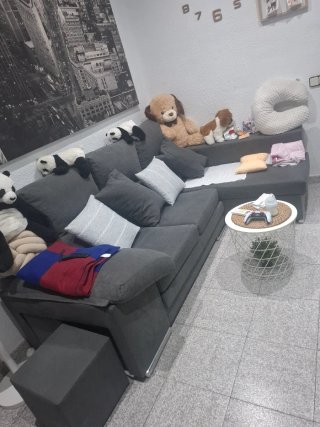 Sofá modular gris tela