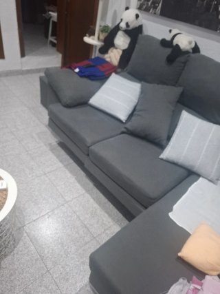 Sofá modular gris tela