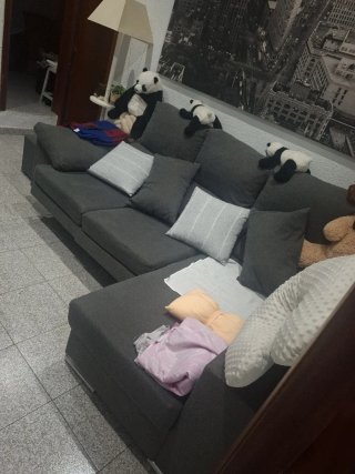 Sofá modular gris tela