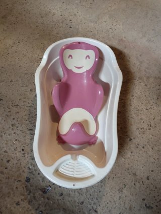 Bañera bebé y asiento rosa