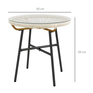 Tavolo ausiliario rotondo in rattan sintetico