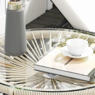 Tavolo ausiliario rotondo in rattan sintetico