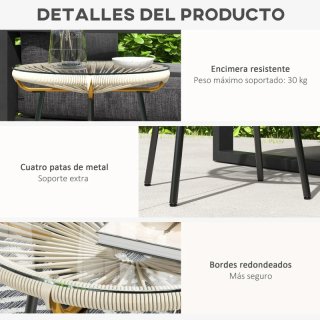 Tavolo ausiliario rotondo in rattan sintetico