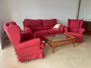 Conjunto de Mesas de centro de mimbre y cristal