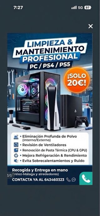 mantenimiento PC/PS4/PS5