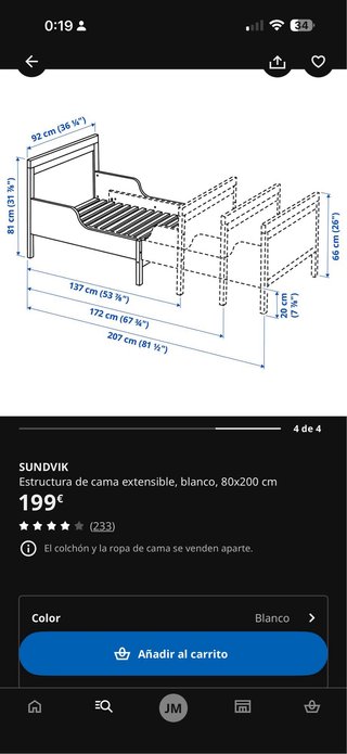 Cama infantil IKEA blanca