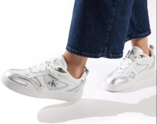 Zapatillas Calvin Klein Talla 40 Plata y Blanco
