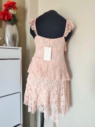 Vestido rosa encaje mujer talla M