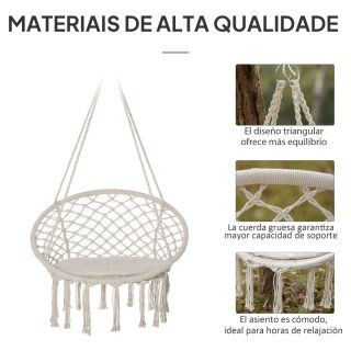 Silla colgante redonda beige Ø60cm