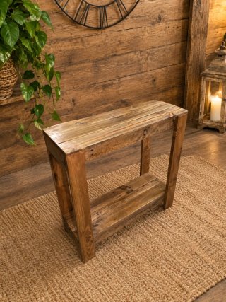 Mueble  recibidor madera reciclada estilo rústico