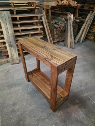 Mueble  recibidor madera reciclada estilo rústico
