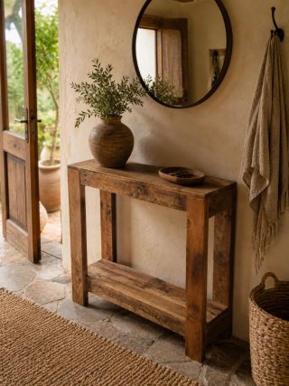 Mueble recibidor madera reciclada estilo rústico