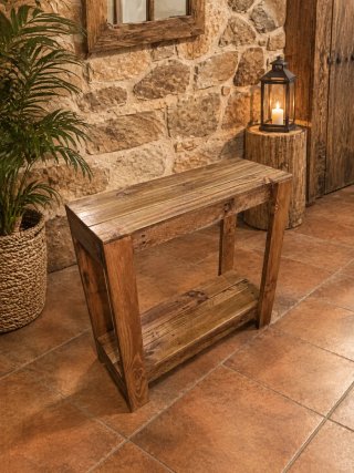 Mueble recibidor madera reciclada estilo rústico