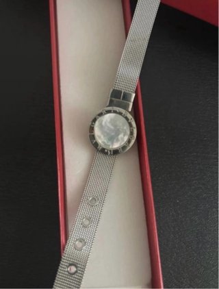 Pulsera plateada acero mujer