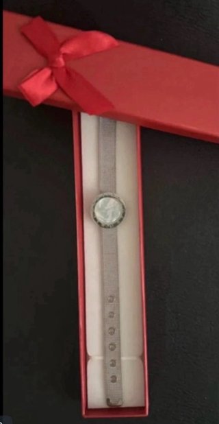 Pulsera plateada acero mujer