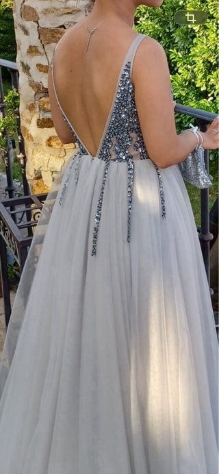Vestido fiesta largo gala pedrería talla 36