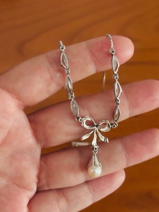 Collana vintage oro bianco 18kt 750 con perla