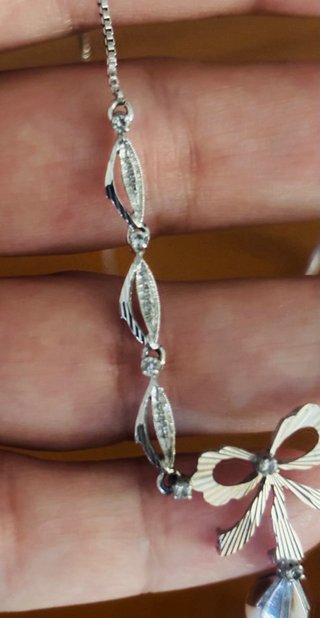 Collana vintage oro bianco 18kt 750 con perla