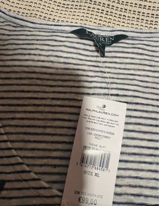 camiseta lino ralph lauren rayas marinera bordada