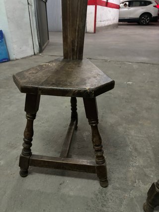Pareja Sillas Vintage Madera 3 Patas