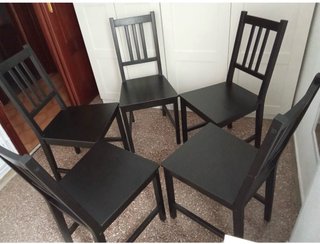5 Sillas de Madera Negras  Modelo Steffan Ikea