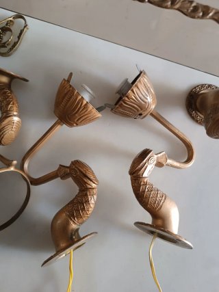 Pareja Apliques Bronce Vintage Cisne