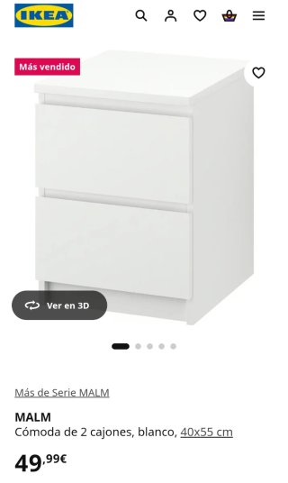 Cómoda Malm Ikea 2 cajones madera