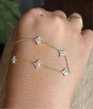 Pulsera Plata 925 con flores de circonitas